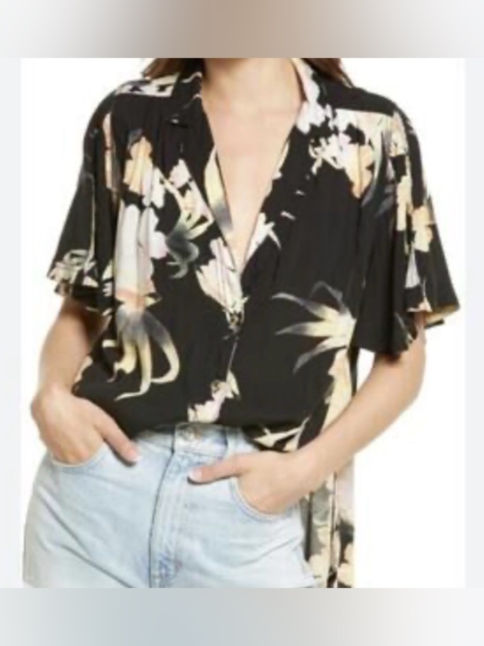 Free People "We The Free" flowy top (Sz L) NEW